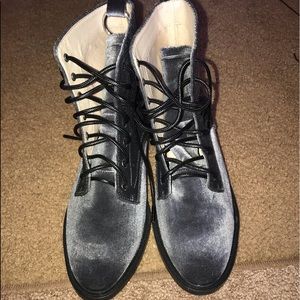 Size 11 Grey Velvet Boots